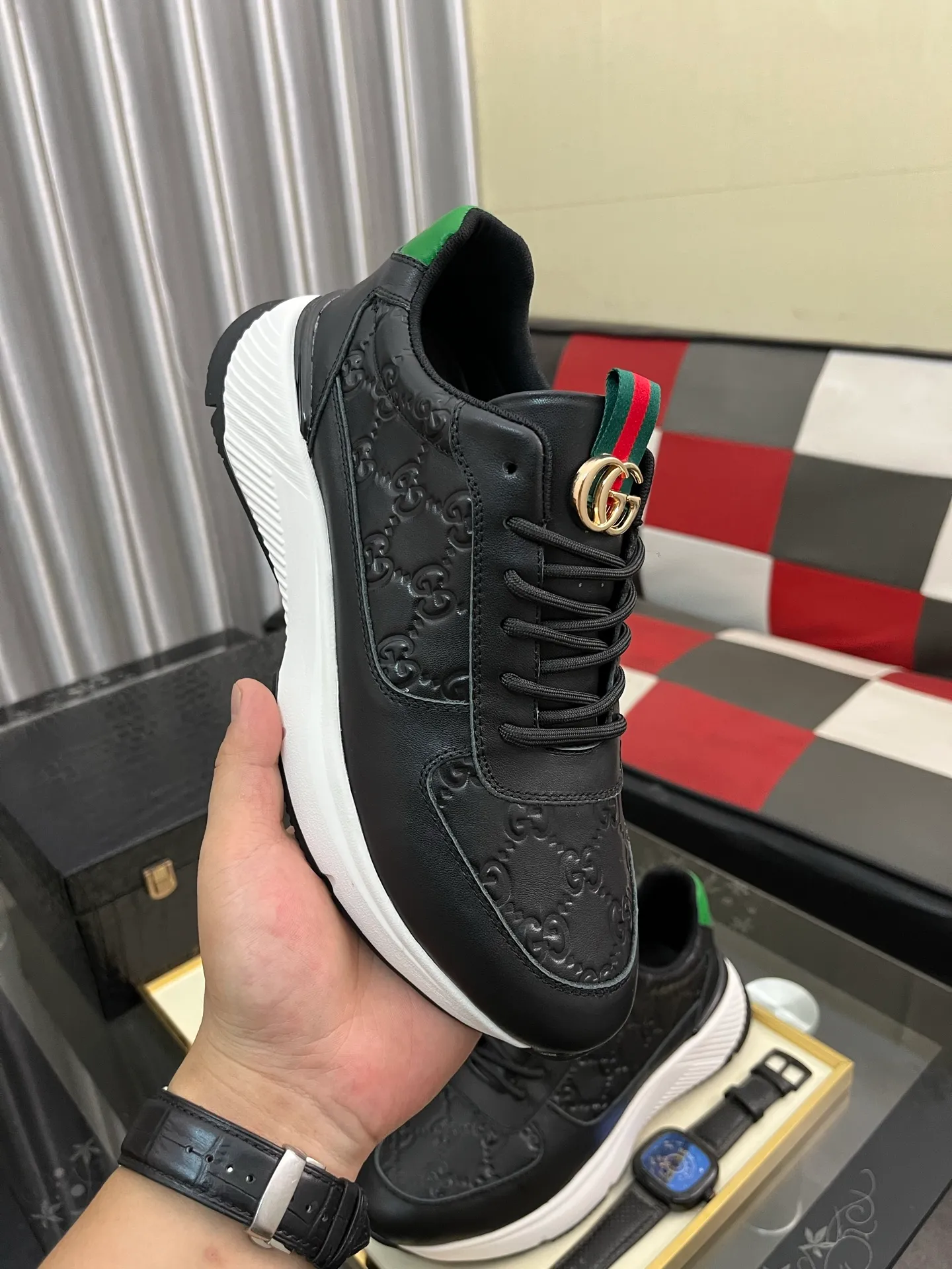 Men's shoes 💰458⌚️⌚️ (GUCCI) Gucci official website men's casual shoes synchronization style, the upper is made of cowhide with imported new brand elements Gucci, showing a good atmosphere, simple design and slip-on style, super versatile, 🐑 leather lining, air-cushion rubber outsole, size 38-442️⃣ colors available